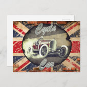 Autoliefhebbers met een Britse fiets Briefkaart (Voorkant / Achterkant)