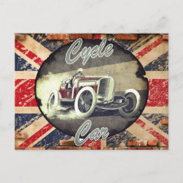 Autoliefhebbers met een Britse fiets Briefkaart