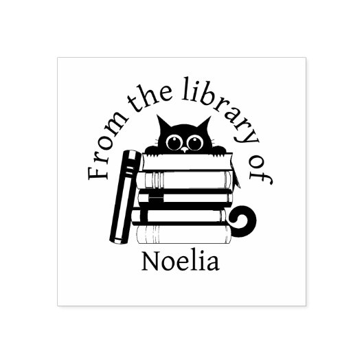 Automatic and Wooden Stamp Cat Library Rubberstempel (Afrduk)