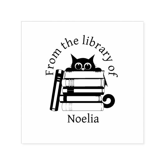 Automatic and Wooden Stamp Cat Library Zelfinktende Stempel (Design)