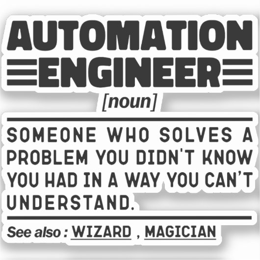 Automation Engineer Noun Definition Sarcastic Cool Sticker (Voorkant)