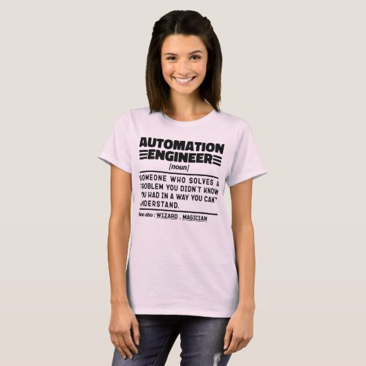 Automation Engineer Noun Definition Sarcastic Cool T-shirt (Voorkant volledig)