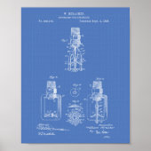 Automatisch brandblad 1888 - patent - blauwdruk poster (Voorkant)