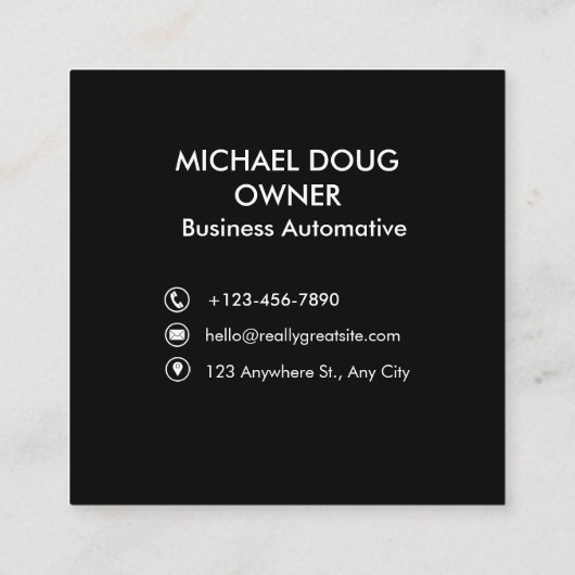 Automatisch gedetailleerde autowas Moderne reinigi Vierkante Visitekaartje (Achterkant)