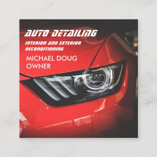 Automatisch gedetailleerde autowas Moderne reinigi Vierkante Visitekaartje (Voorkant)