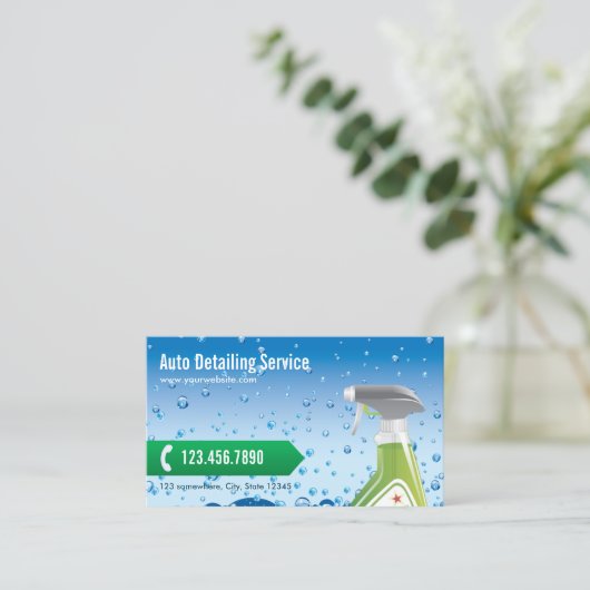 Automatisch gedetailleerde professionele reiniging visitekaartje (Staand voorkant)