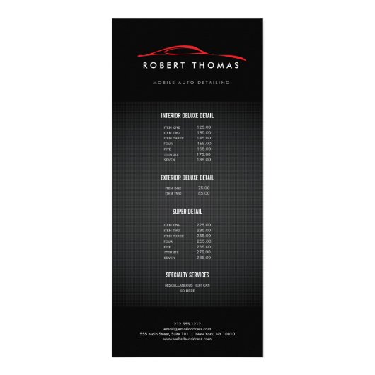 Automatisch gegevens zwart en rood, automatische r reclamekaart (Voorkant)