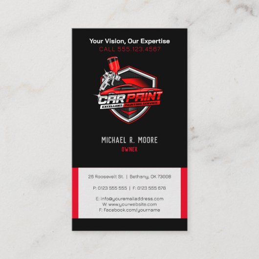 Automatisch hoofdschilderen | Beroepsbeoefenaars Visitekaartje (Voorkant)