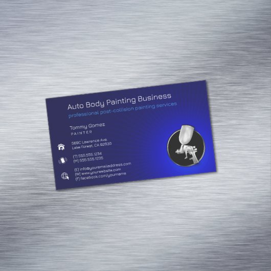 Automatisch hoofdschilderen | Professioneel blauw Magnetisch Visitekaartje (Voorbeeld)