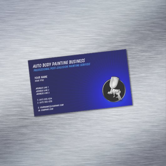Automatisch hoofdschilderen | Professioneel blauw Magnetisch Visitekaartje (Voorbeeld)