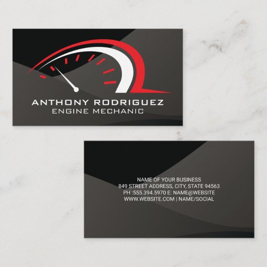 Automatisch | kilometerteller | gladde glans visitekaartje (Voorkant / Achterkant)