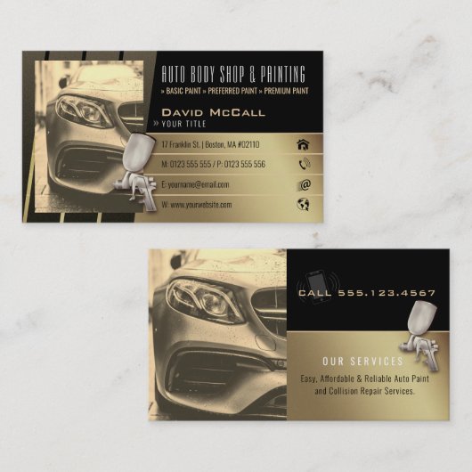 Automatisch lichaam kopen en schilderen | Verf Spr Visitekaartje (Voorkant / Achterkant)