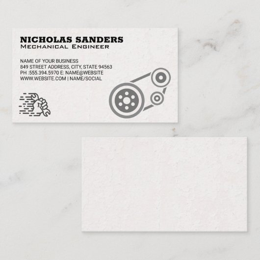 Automatisch mechanisch | Houtpullen en moersleutel Visitekaartje (Voorkant / Achterkant)