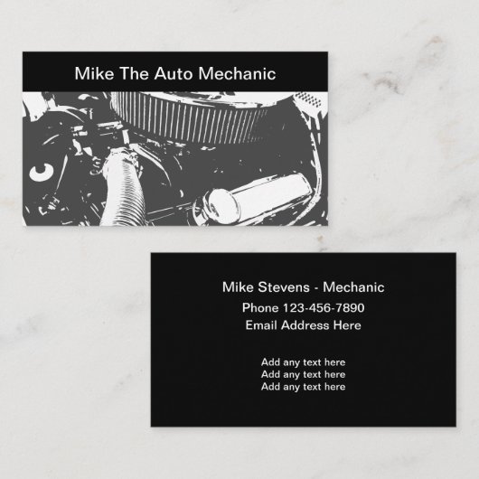 Automatisch mechanisch thema visitekaartje (Voorkant / Achterkant)