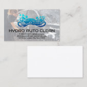 Automatisch opschonen, Logo | Vrouw die auto wast Visitekaartje (Voorkant / Achterkant)