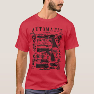 Automatisch Pistool Handgun Pistool Paten T-shirt