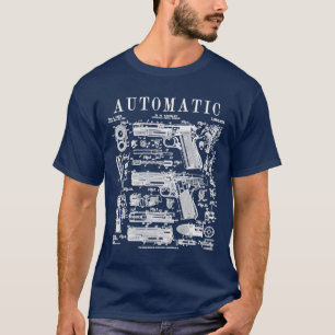 Automatisch Pistool Handgun  Pistool Paten T-shirt