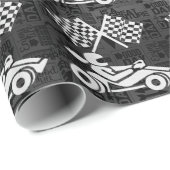 Automatisch racen Sportthema zwart-wit Cadeaupapier (Rol Hoek)