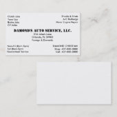 Automatisch reparatiemechanisme visitekaartje (Voorkant / Achterkant)