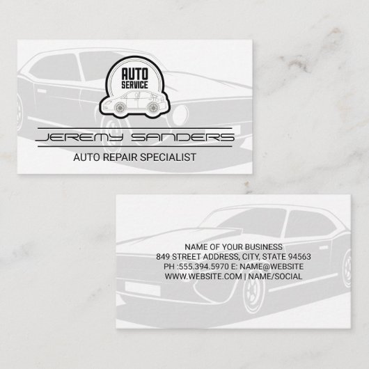 Automatisch repareren van services | Auto-Logo Visitekaartje (Voorkant / Achterkant)