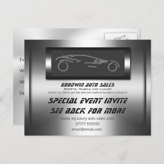 Automatisch verkoopevenement uitnodigen - faux met uitnodiging briefkaart (Voorkant / Achterkant)