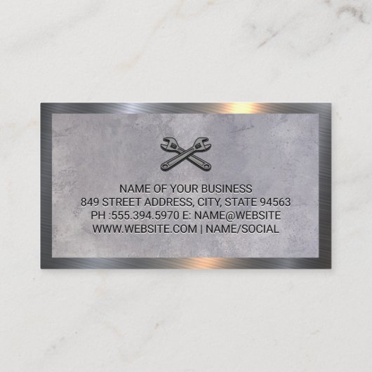 Automatisch voorste Uitzicht | Logo's van Wrenches Visitekaartje (Achterkant)