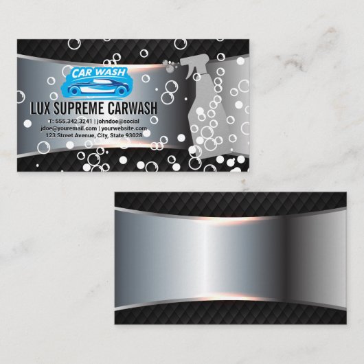 Automatisch wassen Logo | Spuitfles | Zeepbellen Visitekaartje (Voorkant / Achterkant)