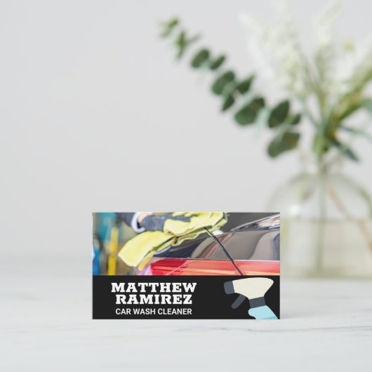 Automatisch wassen | Spuitfles Visitekaartje (Staand voorkant)