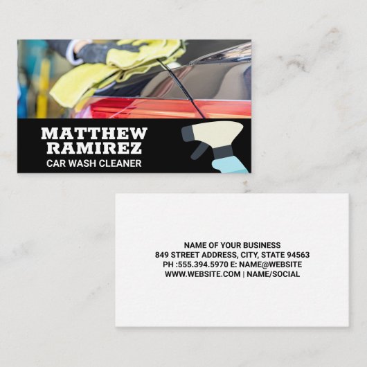 Automatisch wassen | Spuitfles Visitekaartje (Voorkant / Achterkant)