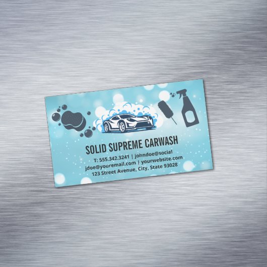 Automatische Autowasserij Schoonmaak Diensten Magnetisch Visitekaartje (Voorbeeld)
