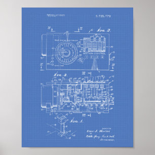 Automatische controller 1973 Patent Art Blueprint Poster