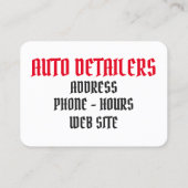 Automatische details rood, wit en zwart visitekaartje (Achterkant)