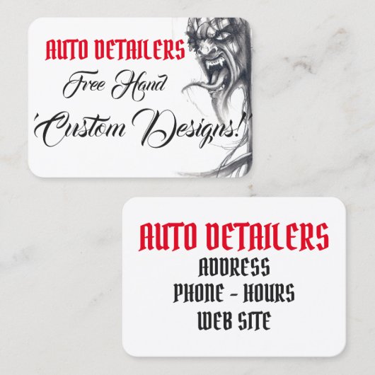 Automatische details rood, zwart, wit, zwart en gr visitekaartje (Voorkant / Achterkant)