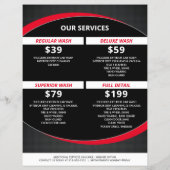 Automatische details zwart en rood, papierwagentje flyer (Achterkant)