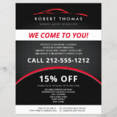 Automatische details zwart en rood, papierwagentje flyer (Voorkant)