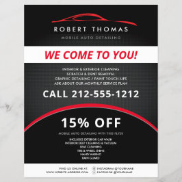 Automatische details zwart en rood, papierwagentje flyer