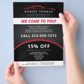 Automatische details zwart en rood, papierwagentje flyer (Hand)