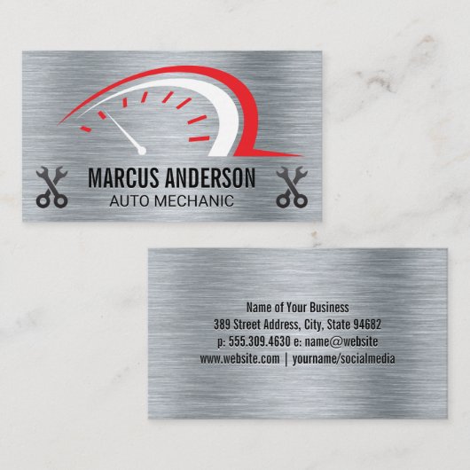 automatische kilometerteller | moersleutels visitekaartje (Voorkant / Achterkant)