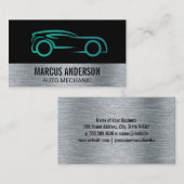 Automatische Logo | Metallic geborstelde achtergro Visitekaartje (Voorkant / Achterkant)