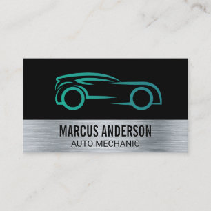 Automatische Logo   Metallic geborstelde achtergro Visitekaartje