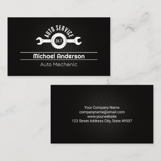 Automatische Logo | Technicus van de automonteur Visitekaartje (Voorkant / Achterkant)