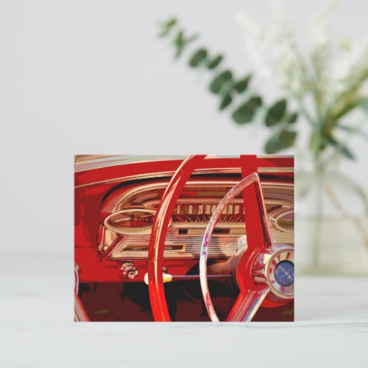 automatische oude zwarte dashboard van de auto briefkaart (Staand voorkant)