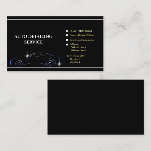 Automatische reiniging van auto's visitekaartje (Voorkant / Achterkant)