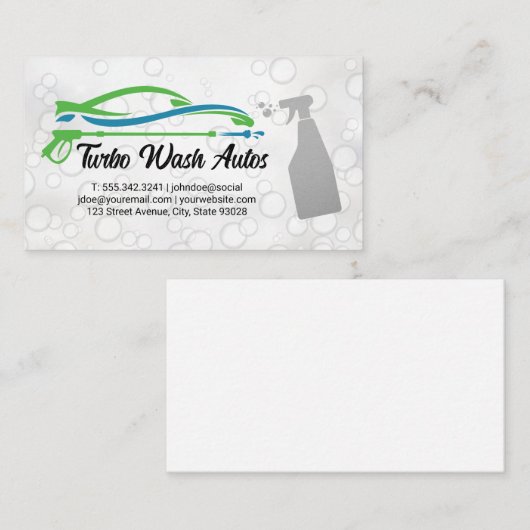 automatische reinigingsspray | Zeepbellen Visitekaartje (Voorkant / Achterkant)