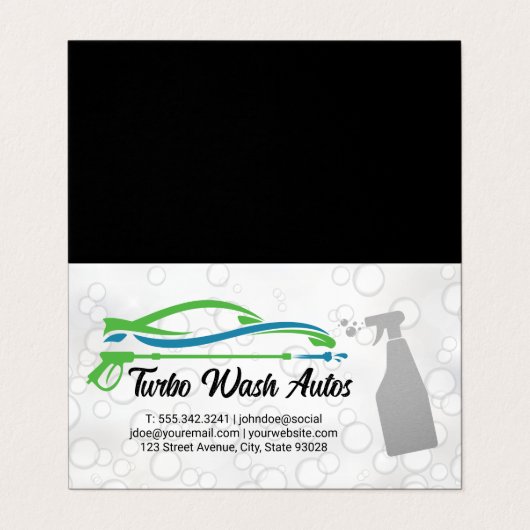 automatische reinigingsspray | Zeepbellen Visitekaartje (Buitenkant ongevouwen)