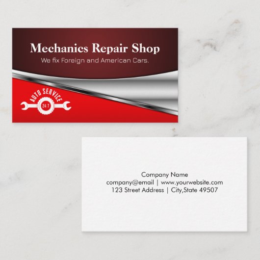 Automatische servicesleutel | Autodiensten Visitekaartje (Voorkant / Achterkant)
