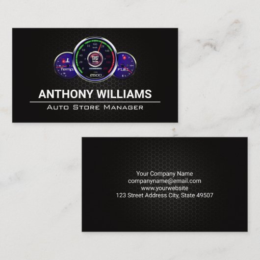 Automatische snelheidsmeters | Metaalkoolstofvezel Visitekaartje (Voorkant / Achterkant)