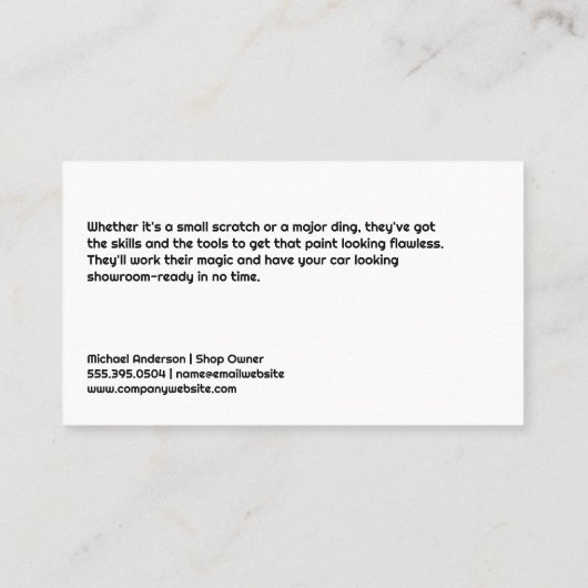 Automatische spuitverf Logo | Autodiensten Visitekaartje (Achterkant)