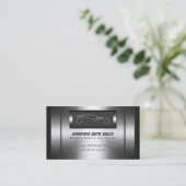 Automatische verkoop - faux metal, zilveren auto visitekaartje (Staand voorkant)