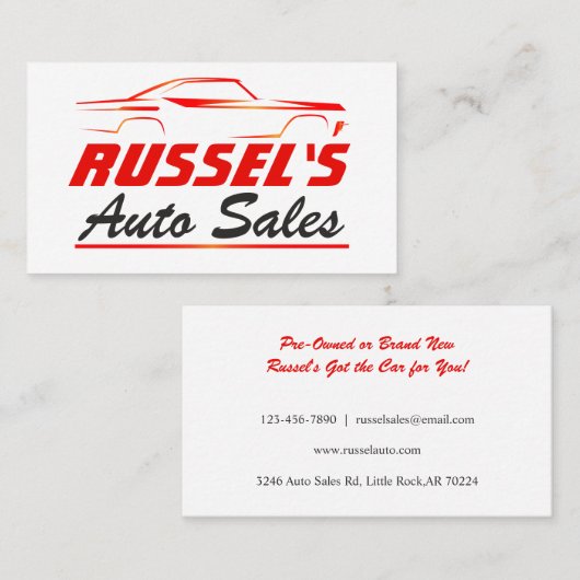 Automatische verkoop van klassieke auto's visitekaartje (Voorkant / Achterkant)